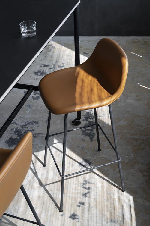 Fiber Counter Stool / Tube Base - With Backrest - Seat height 65 cm