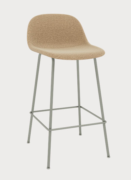 Fiber Counter Stool / Tube Base - With Backrest - Seat height 65 cm