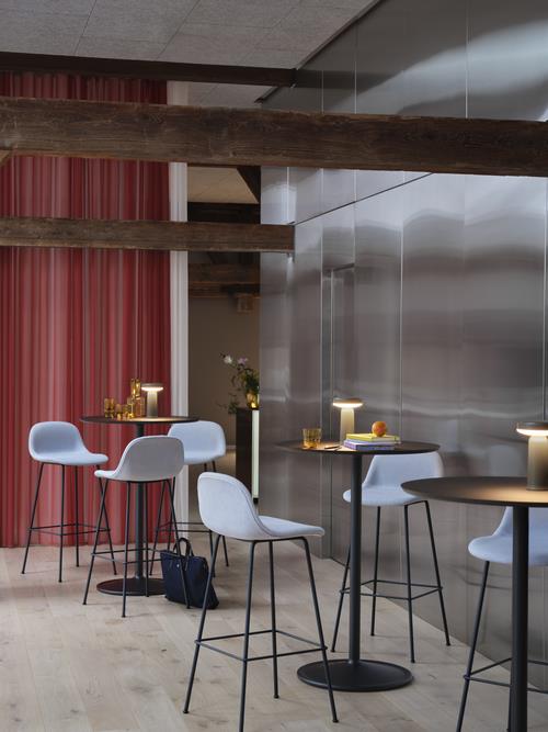 Fiber Bar Stool / Tube Base - With Backrest - 75 cm