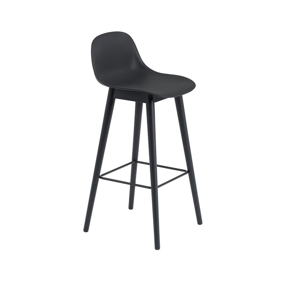 Fiber Counter Stool / Wood Base - With Backrest - 65 cm