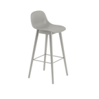 Fiber Bar Stool / Wood Base - With Backrest - 75 cm