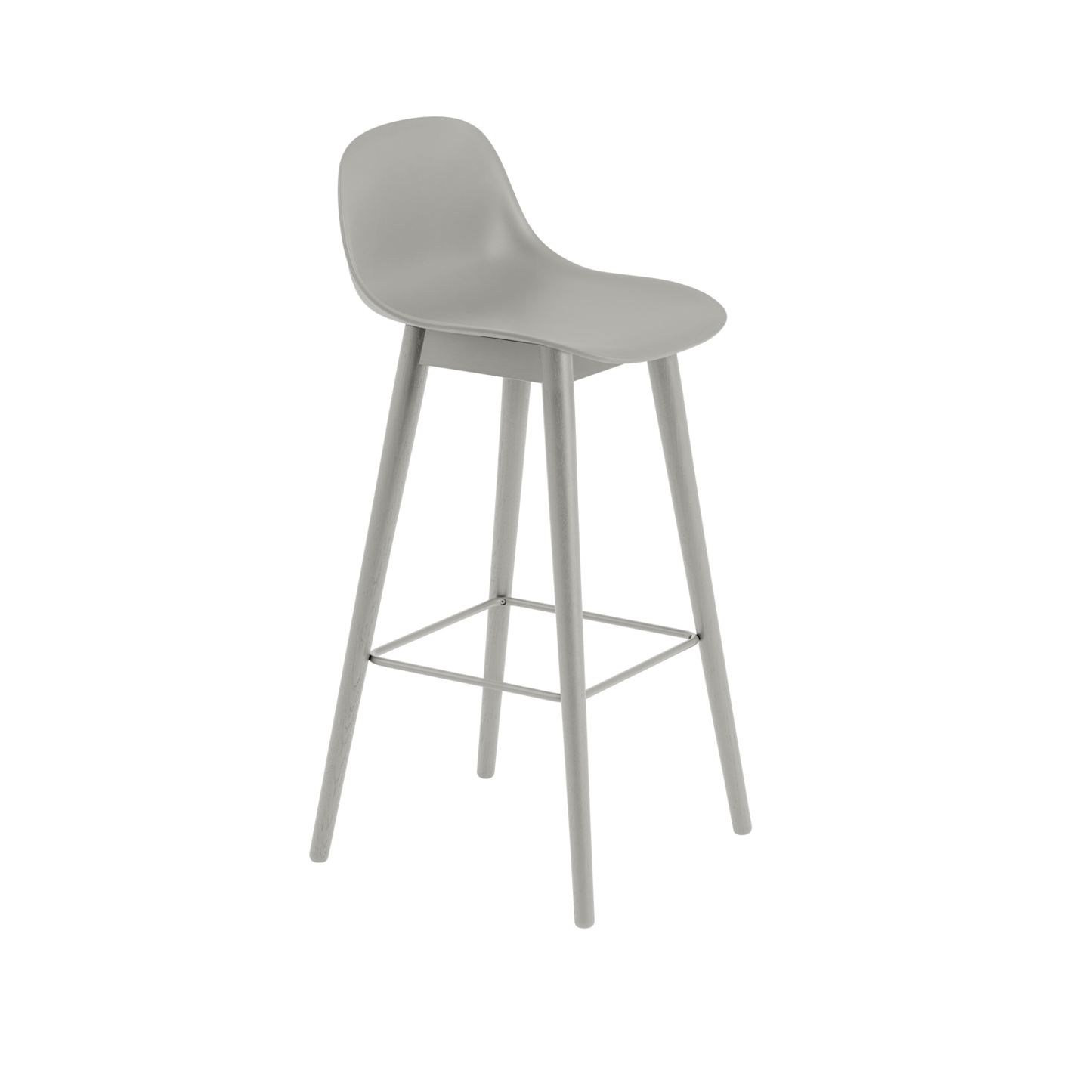 Fiber Bar Stool / Wood Base - With Backrest - 75 cm
