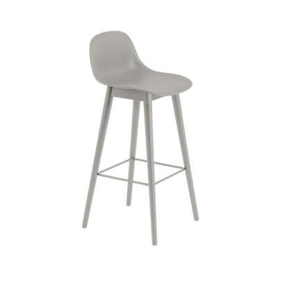 Fiber Bar Stool / Wood Base - With Backrest - 75 cm