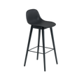 Fiber Bar Stool / Wood Base - With Backrest - 75 cm