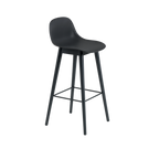 Fiber Bar Stool / Wood Base - With Backrest - 75 cm
