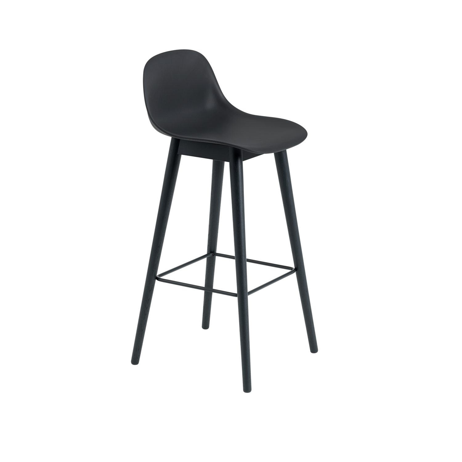Fiber Bar Stool / Wood Base - With Backrest - 75 cm