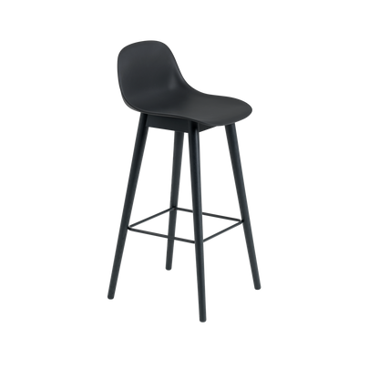 Fiber Bar Stool / Wood Base - With Backrest - 75 cm
