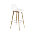 Fiber Bar Stool / Wood Base - With Backrest - 75 cm