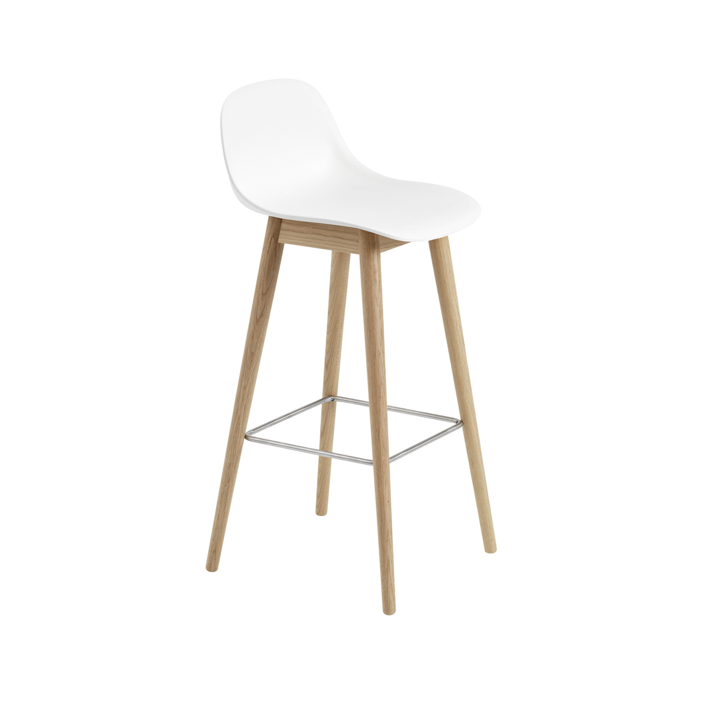 Fiber Bar Stool / Wood Base - With Backrest - 75 cm