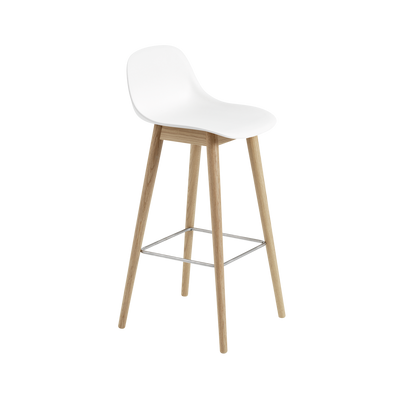 Fiber Bar Stool / Wood Base - With Backrest - 75 cm