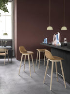 Fiber Counter Stool / Wood Base - With Backrest - 65 cm