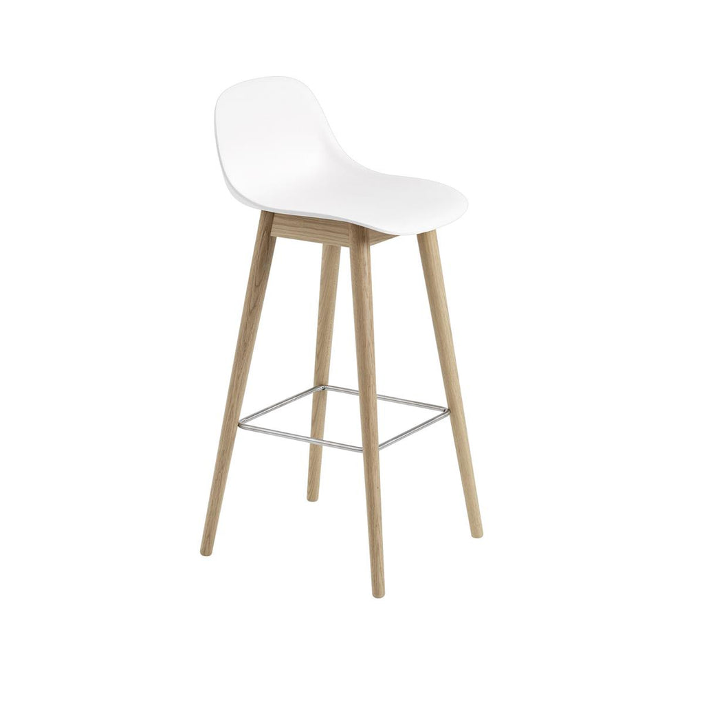 Fiber Counter Stool / Wood Base - With Backrest - 65 cm