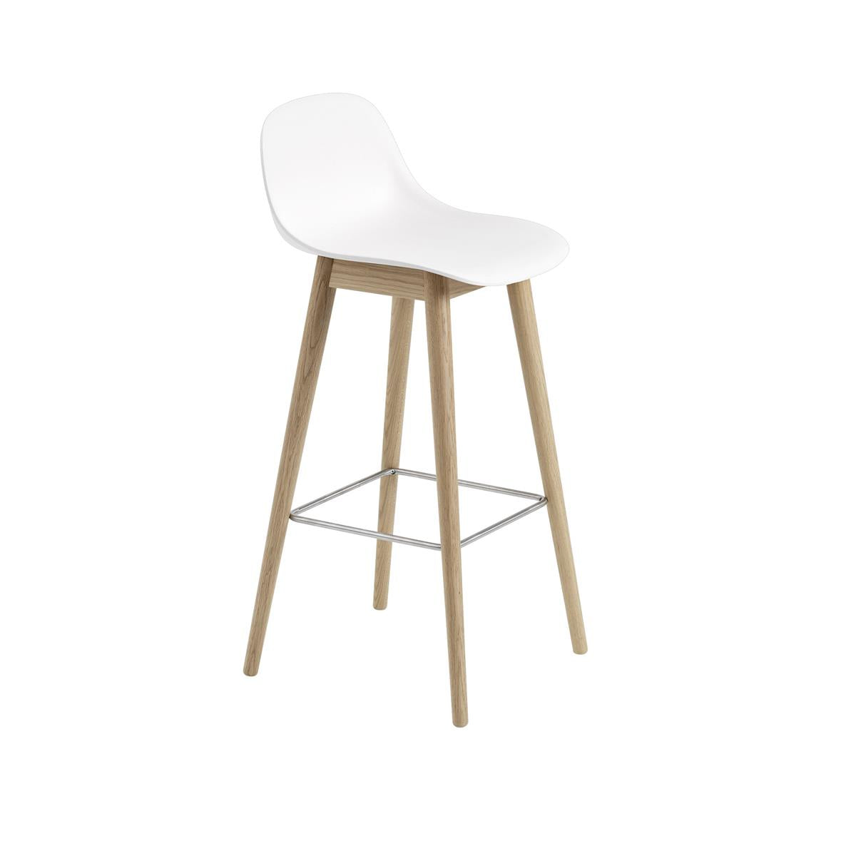 Fiber Counter Stool / Wood Base - With Backrest - 65 cm