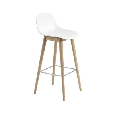 Fiber Counter Stool / Wood Base - With Backrest - 65 cm